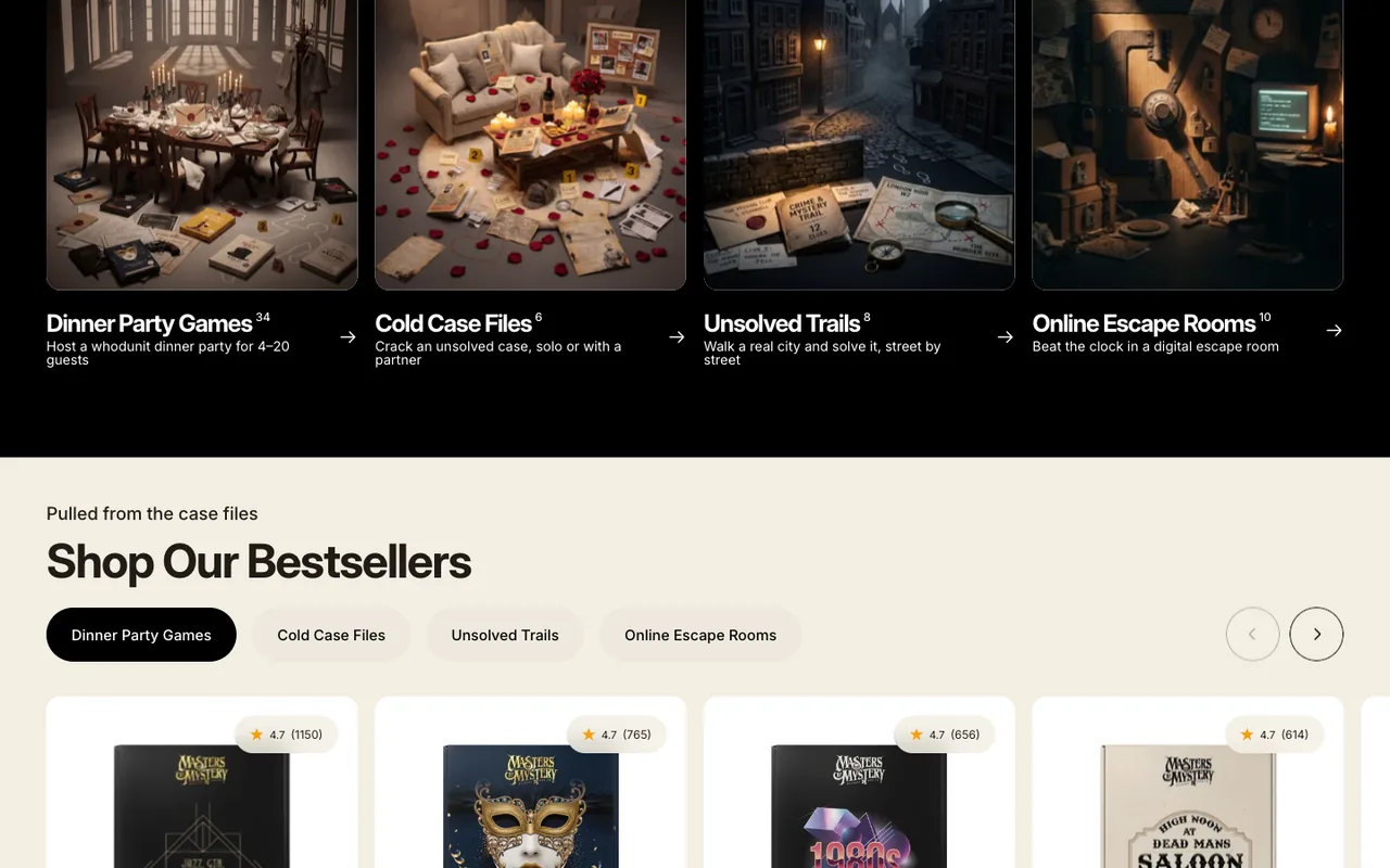 Homepage storytelling sections
