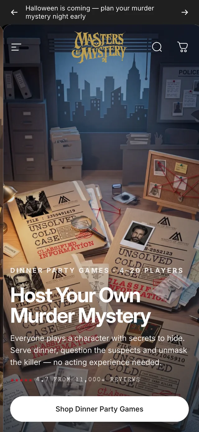 The new Masters of Mystery store on mobile