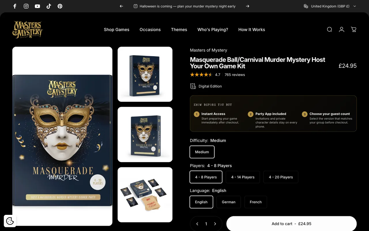 Masquerade Murder product page