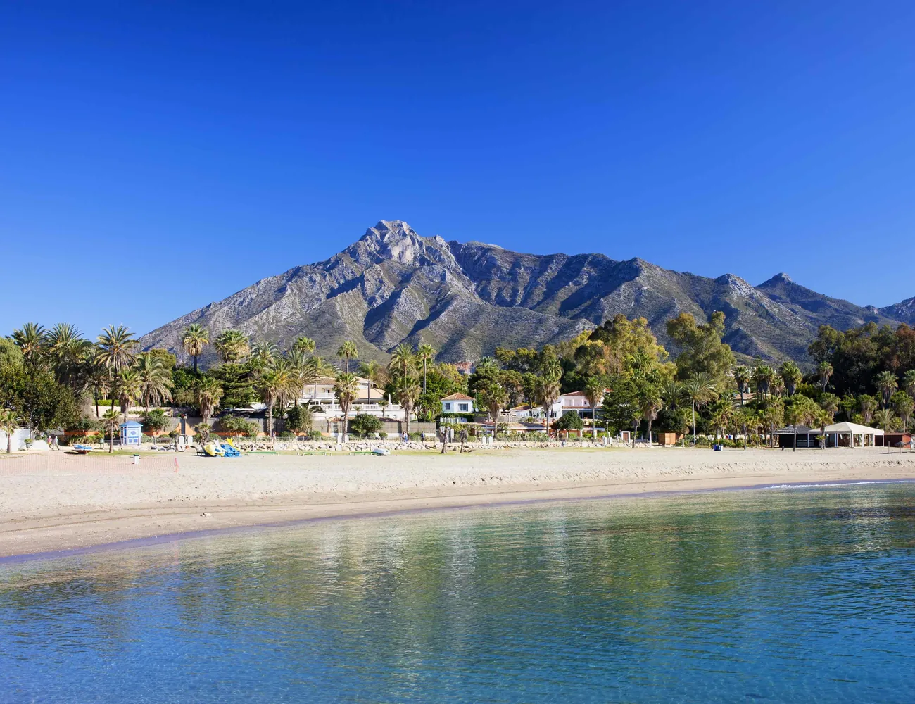 Marbella coastline beneath the Sierra Blanca mountains